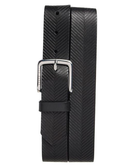 Ted Baker Black Herringbone Leather Belt for men
