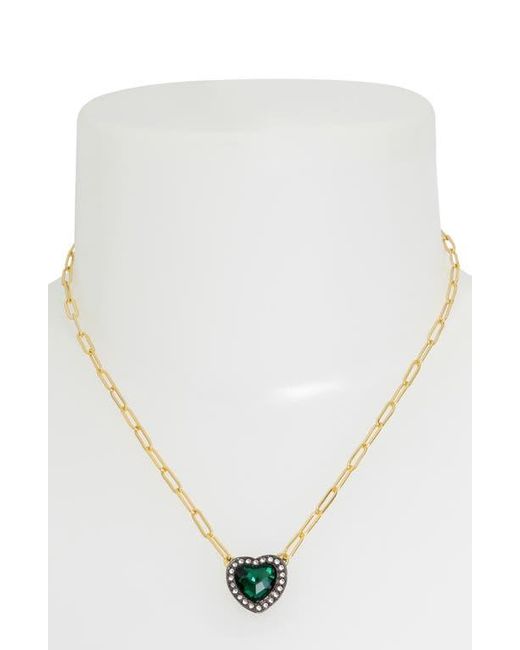 Kurt Geiger Green Heart Halo Pendant Necklace