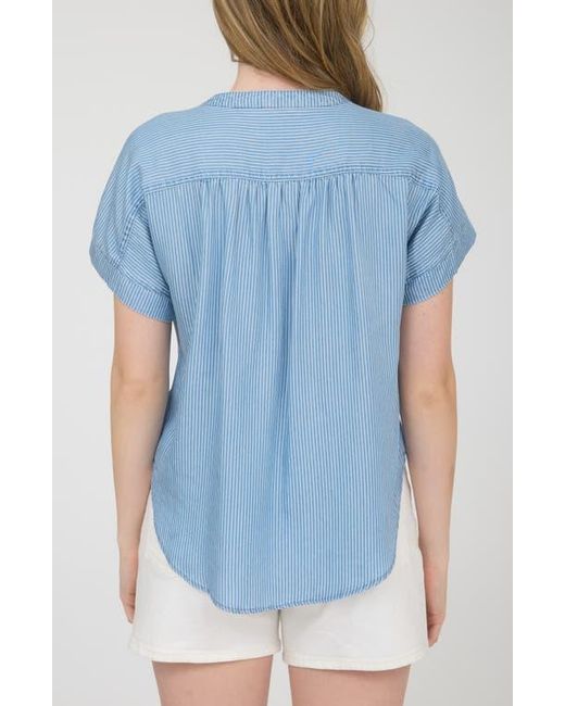 Blu Pepper Blue Button Up Stripe Top