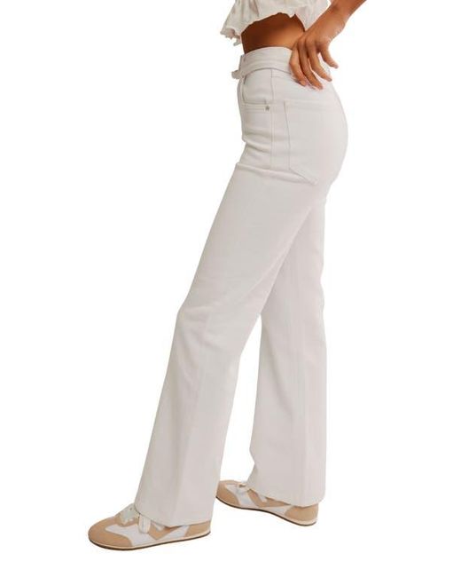 Free People White Sabine Belted Slim Bootcut Jeans