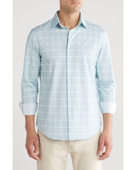 Bugatchi Blue James Plaid Button-up Shirt for men