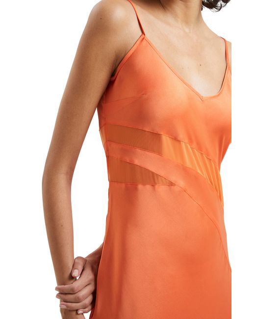 French Connection Orange Asymmetrical Side-slit Dress
