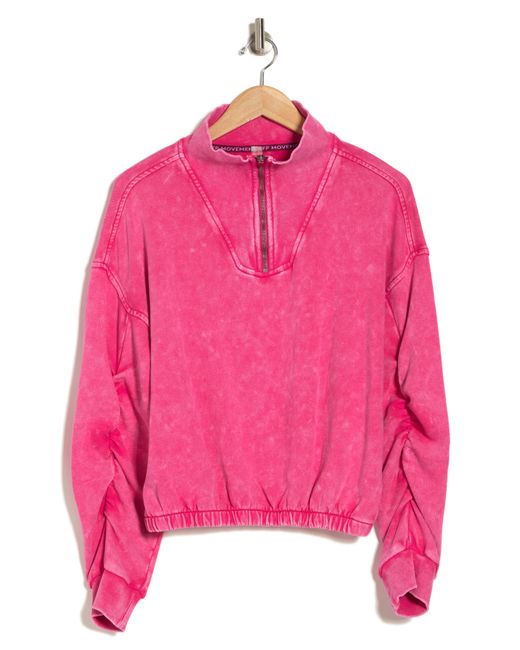 Fp Movement Pink Valley Girl Half Zip Crop Sweatshirt