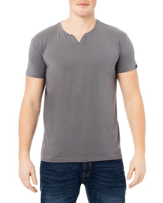 Xray Jeans Gray Split Neck Cotton Jersey Tee for men