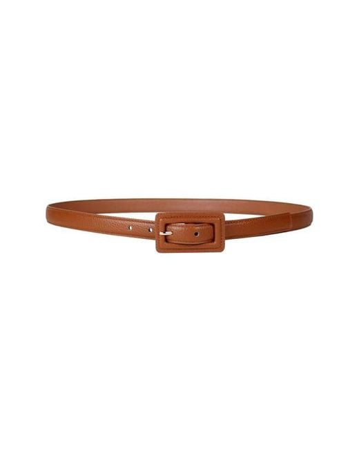 Linea Pelle Brown Pebbled Rectangular Buckle Belt