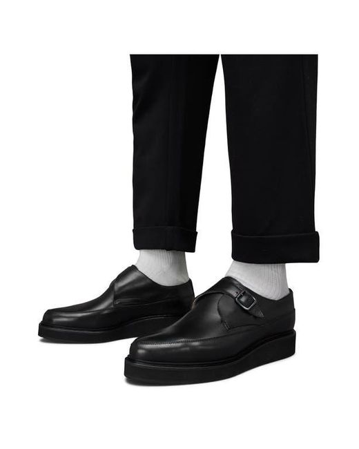 AllSaints Black Leather Monk Strap Shoes for men