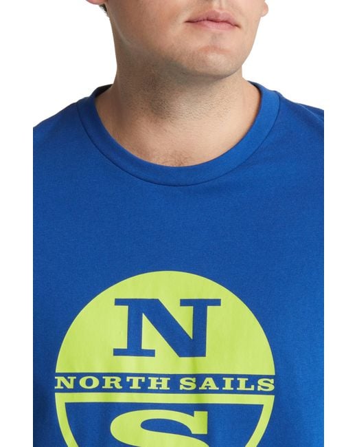 North Sails Blue Logo Organic Cotton Graphic Tee for men