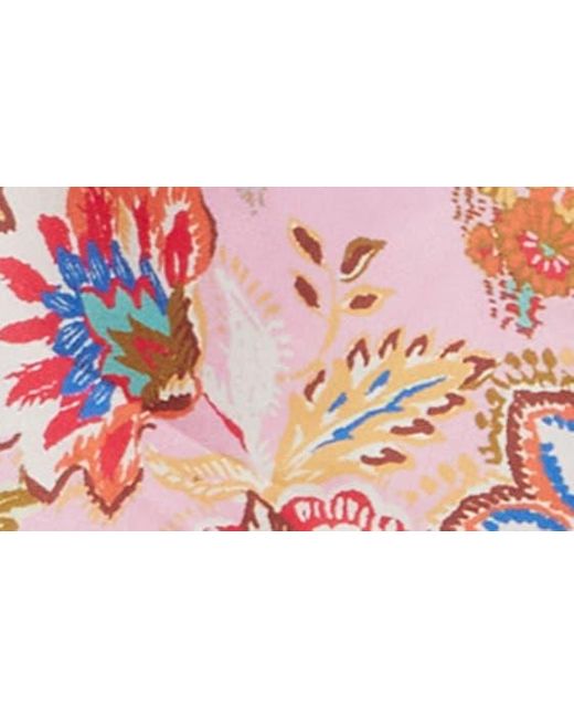 Lulus Pink Treasured Travels Print Satin Midi Skirt