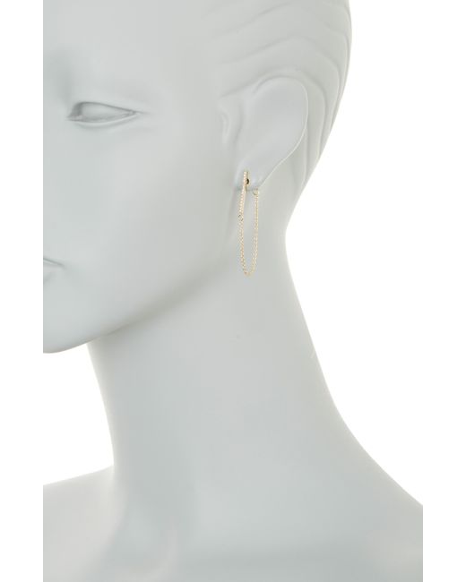 Nordstrom White Set Of 2 Pavé Cubic Zirconia Huggie Hoop & Bar Front/back Earrings