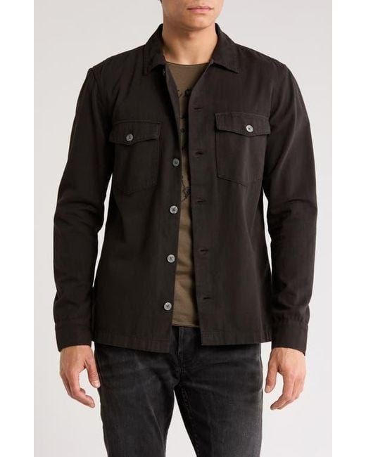 AllSaints Black Aerial Slim Fit Organic Cotton Shirt Jacket for men