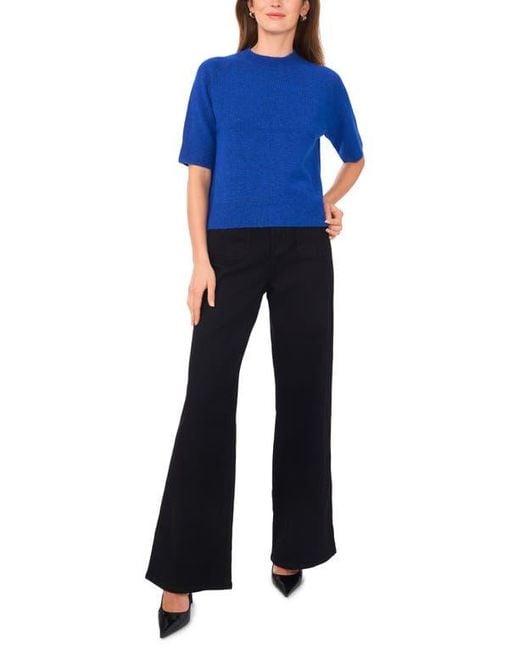 Vince Camuto Blue Crewneck Short Sleeve Sweater