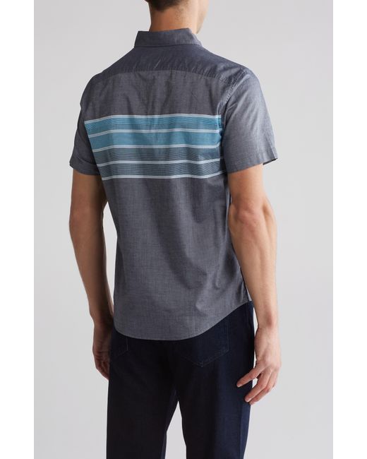 Original Penguin Blue Chest Stripe Short Sleeve Shirt for men