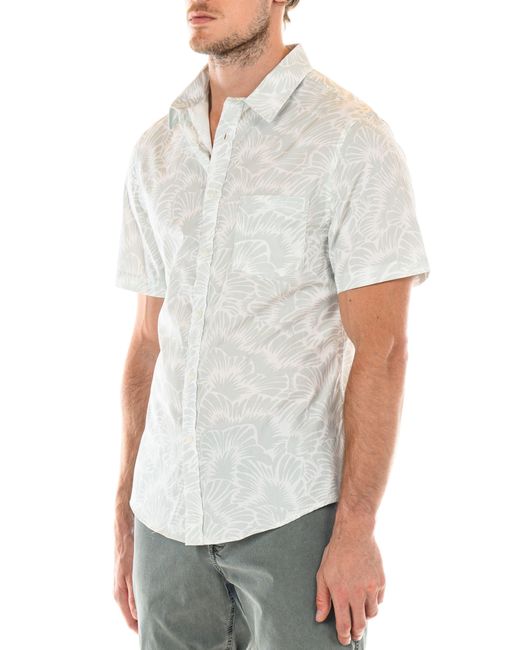 Original Paperbacks White Tropical Floral Print Short Sleeve Shirt for men