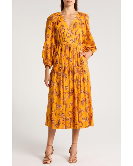 A.L.C. Orange Sayer Long Sleeve Cotton Dress