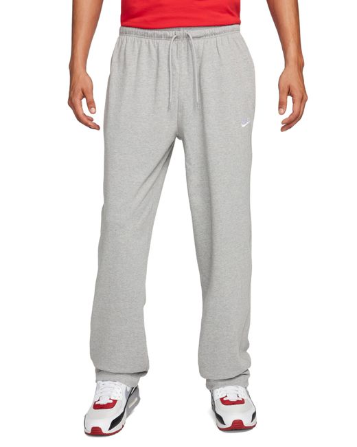 Nike Gray Club Fleece Open Hem Pants for men