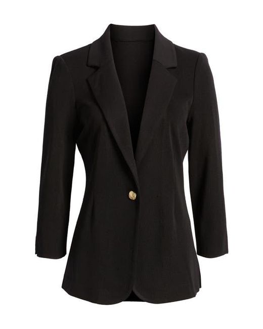 Ming Wang Black One-Button Knit Blazer