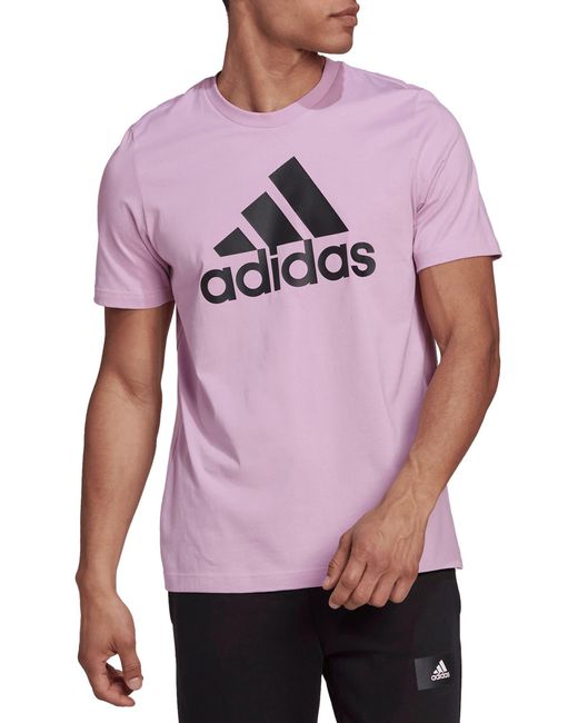 adidas Badge Of Sport Graphic Tee In Bliss Lilac black At