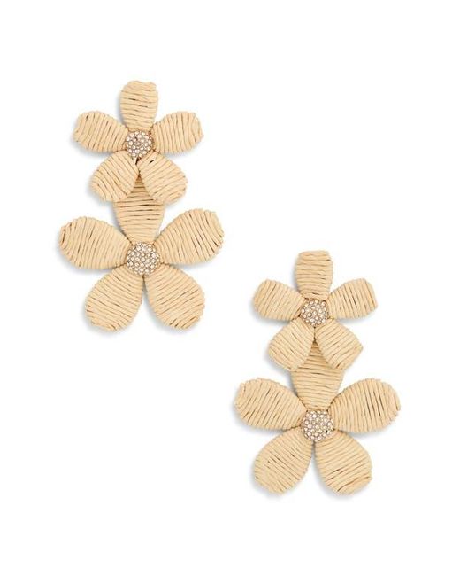 BaubleBar Natural Raffia Flower Link Drop Earrings
