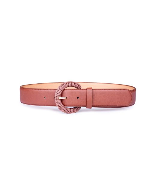 Linea Pelle Pink Woven Buckle Faux Leather Belt