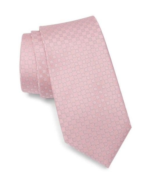 Calvin Klein Pink Celia Grid Tie for men