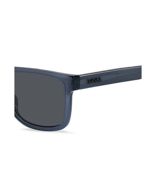 Boss Gray 55Mm Rectangular Sunglasses for men