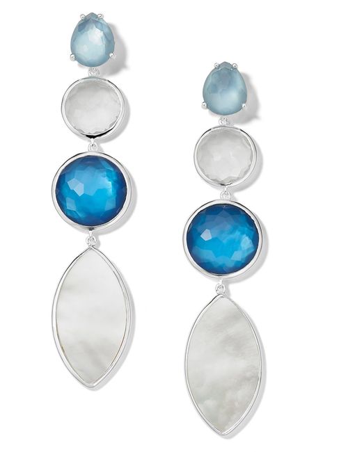 Ippolita Metallic Sterling Silver Wonderland Stone And Shell 3-tier Circle Earrings At Nordstrom Rack