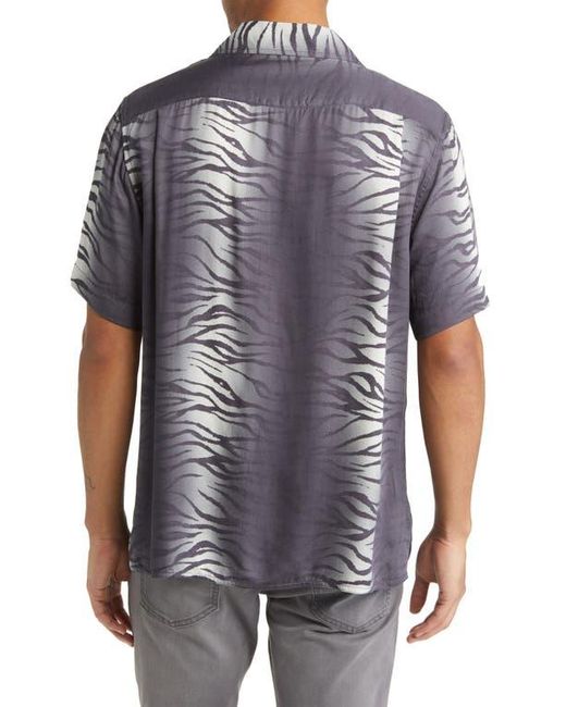 John Varvatos Purple Danny Short Sleeve Button-Up Camp Shirt for men