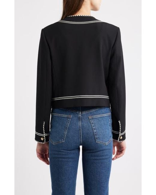 FRAME Black The Prim Crop Jacket