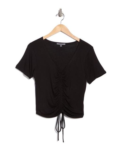 Matty M Black Drawstring Ruched Front Top