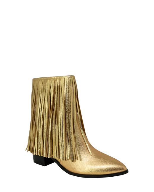 In Touch Footwear Natural Malena Fringe Western Ankle Bootie