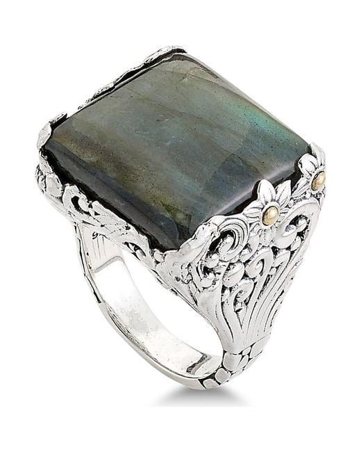 Samuel B. Metallic Labradorite Two-Tone Statement Ring