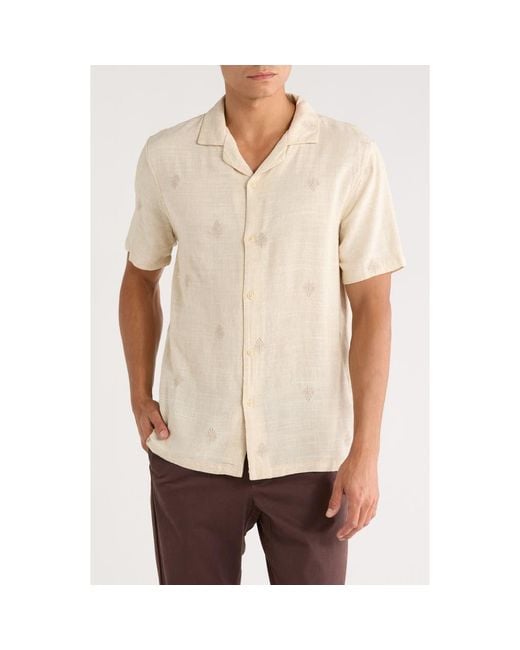 INDUSTRY REPUBLIC CLOTHING Natural Embroidered Camp Shirt for men