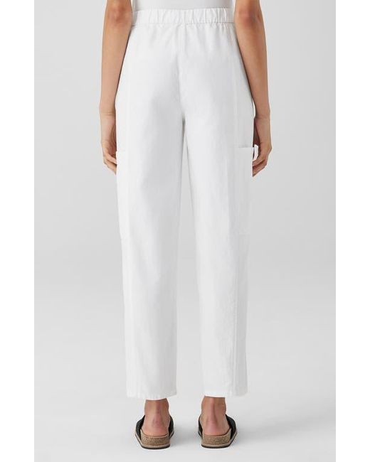 Eileen Fisher Black Lantern Cargo Stretch Cotton & Hemp Ankle Pants