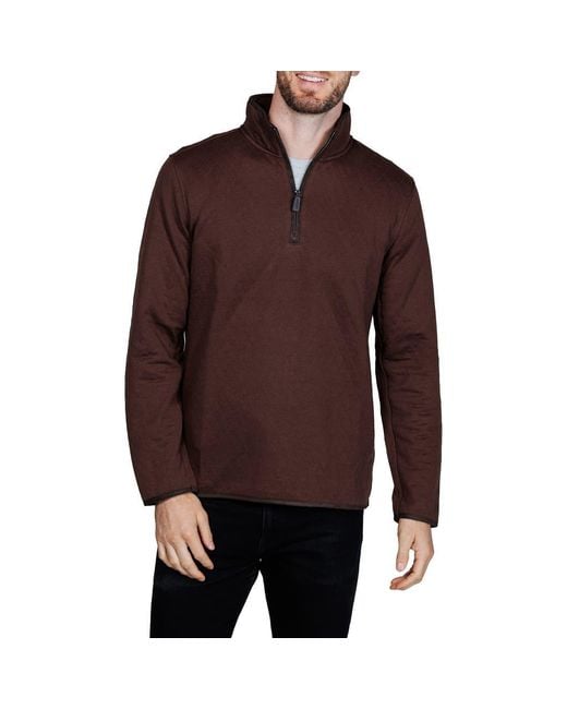Tailorbyrd Brown Quilted Quarter Zip Pullover for men