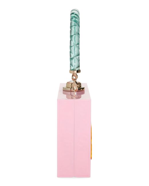 Sophia Webster Pink Cleo Peachy Acrylic Box Clutch