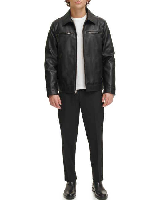Dockers Black Water Resistant James Dean Faux Leather Jacket for men
