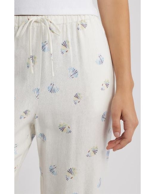 Wayf Gray Blake Shell Print Linen Blend Drawstring Pants