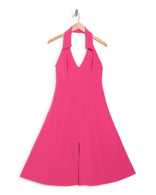 Black Halo Pink Lathan Halter Neck Fit & Flare Dress