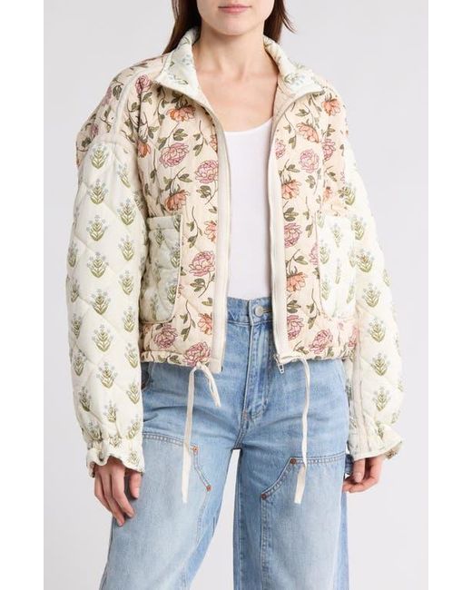 Blank NYC Natural Bloom Bash Quilted Bomber Jacket