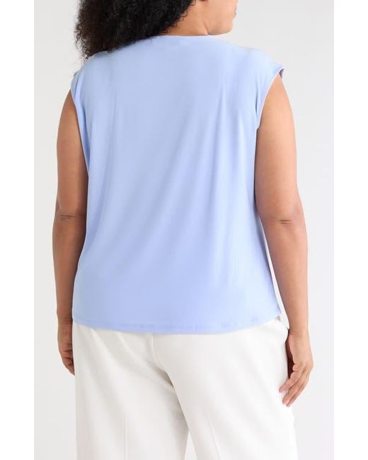 Kasper Blue Cap Sleeve Top