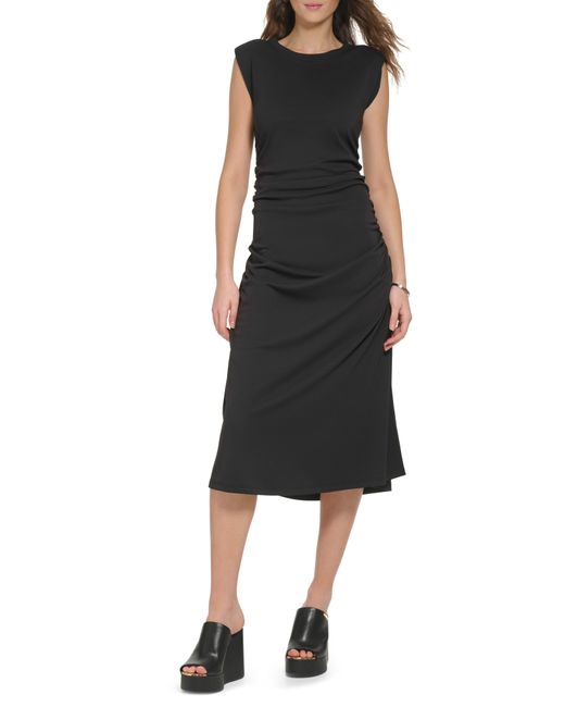 DKNY Black Ruched A-line Dress