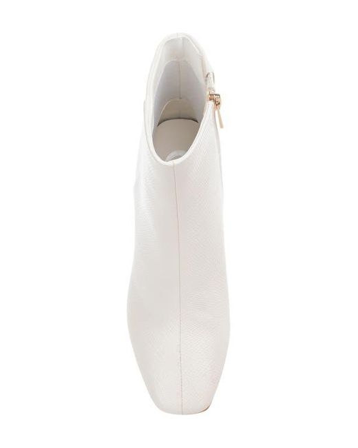 Journee Collection White Sarla Lizard Embossed Block Heel Bootie