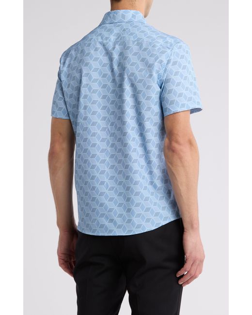 DKNY Blue Simon Short Sleeve Button-up Shirt for men