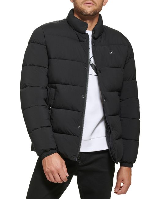 Calvin Klein Black Sheen Water-resistant Down Puffer Jacket for men