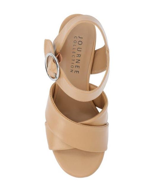 Journee Collection Natural Akeely Block Heel Platform Sandal
