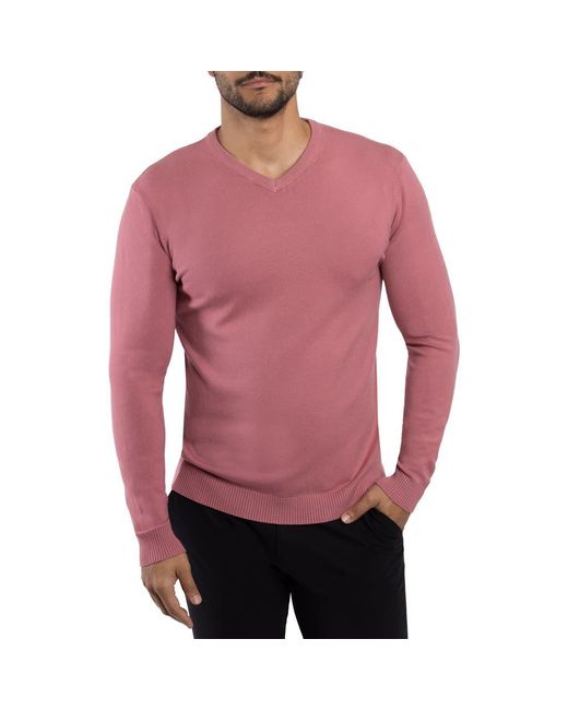 Xray Jeans Pink V-Neck Rib Knit Sweater for men