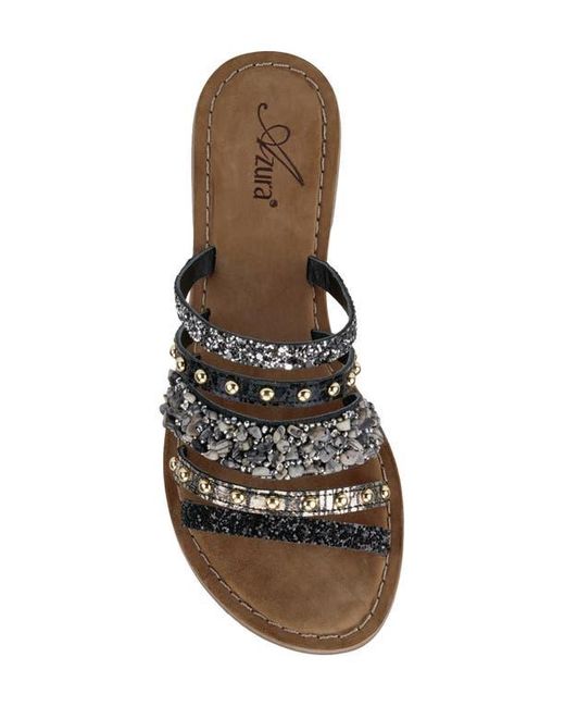 AZURA BY SPRING STEP Black Mineral Slide Sandal