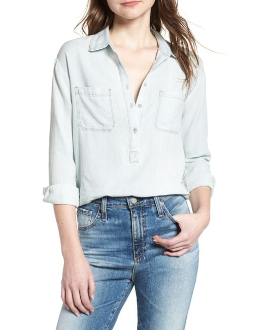 AG Jeans White Selena Chambray Shirt