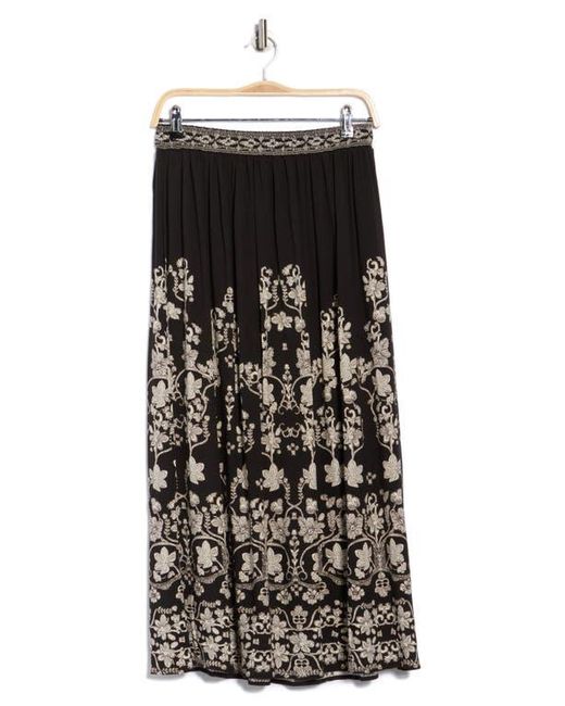 Max Studio Black Floral Midi Skirt