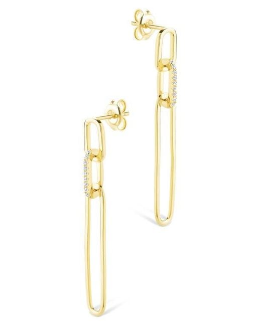 Sterling Forever White Chelle Cubic Zirconia Mix Link Drop Earrings
